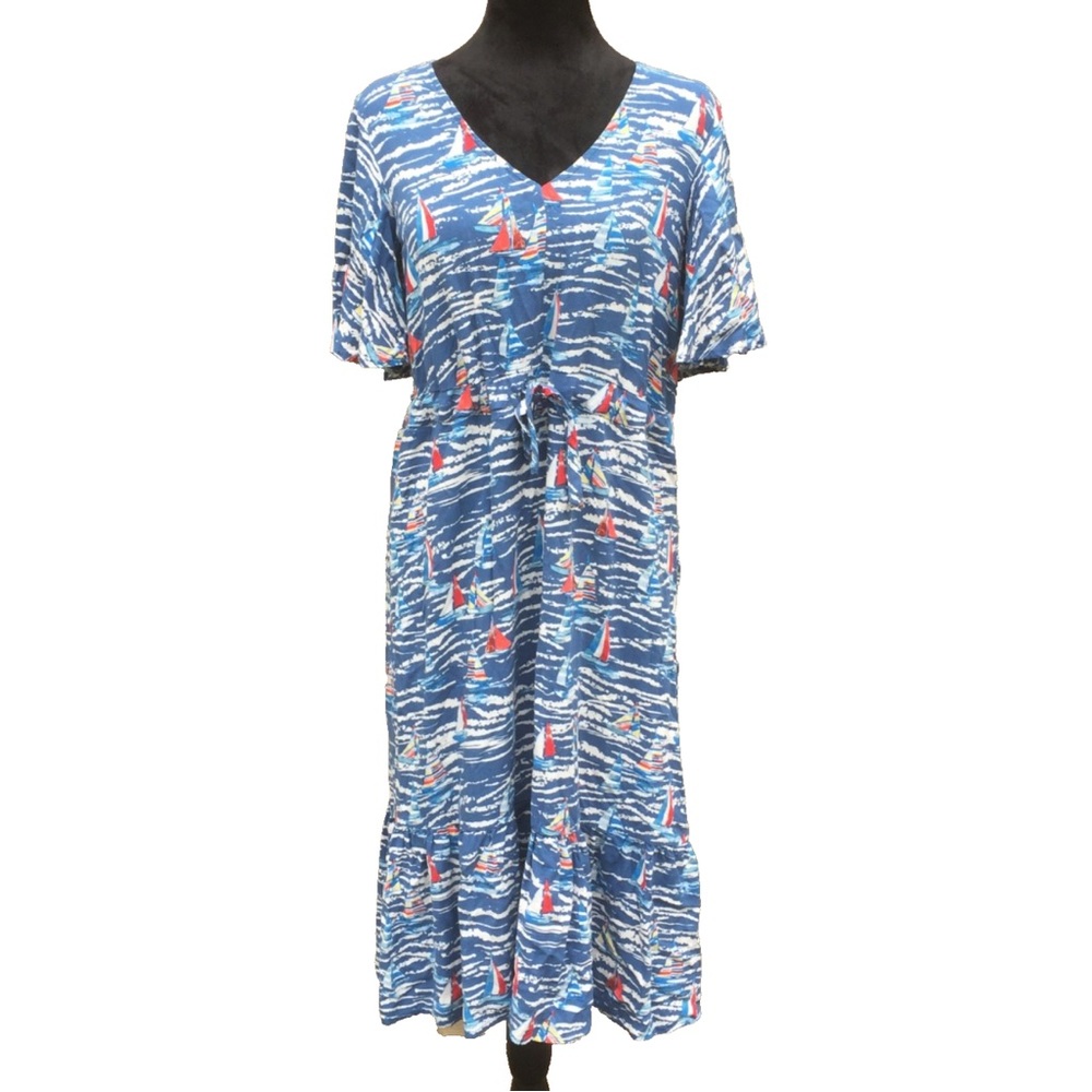 Stitch by Chenault Blue Sailboat Print Dress